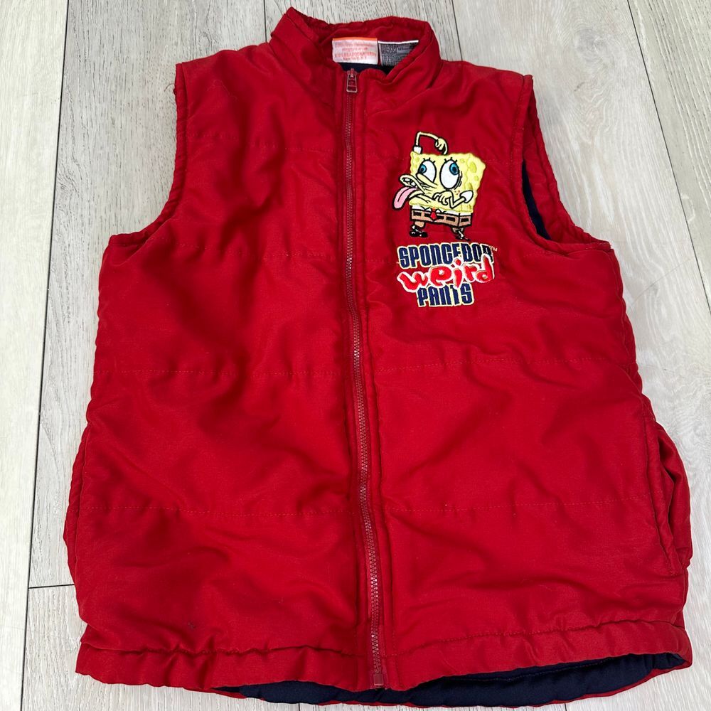 Nickelodeon Sponge bob weird pants quilted red‎ puffer boys vest size 6